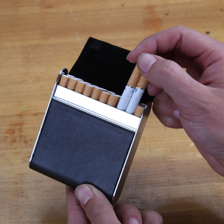 Men Metal Fiber Leather Magnetic Buckle Cigarette Case