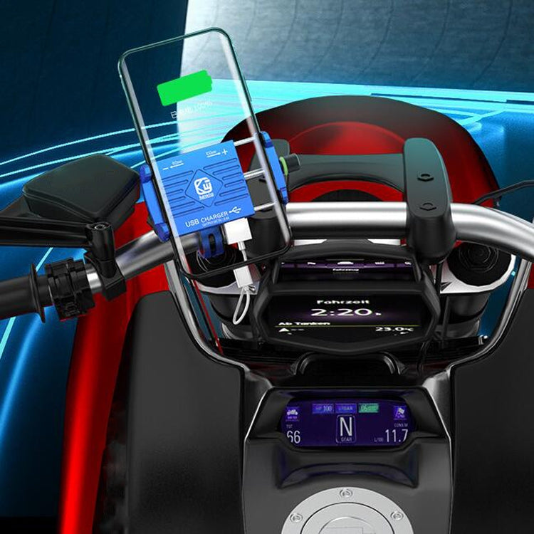 Kewig M6 Aluminum Alloy Motorcycle Mobile Phone Bracket Rechargeable With Switch Waterproof Stable Navigation Bracket