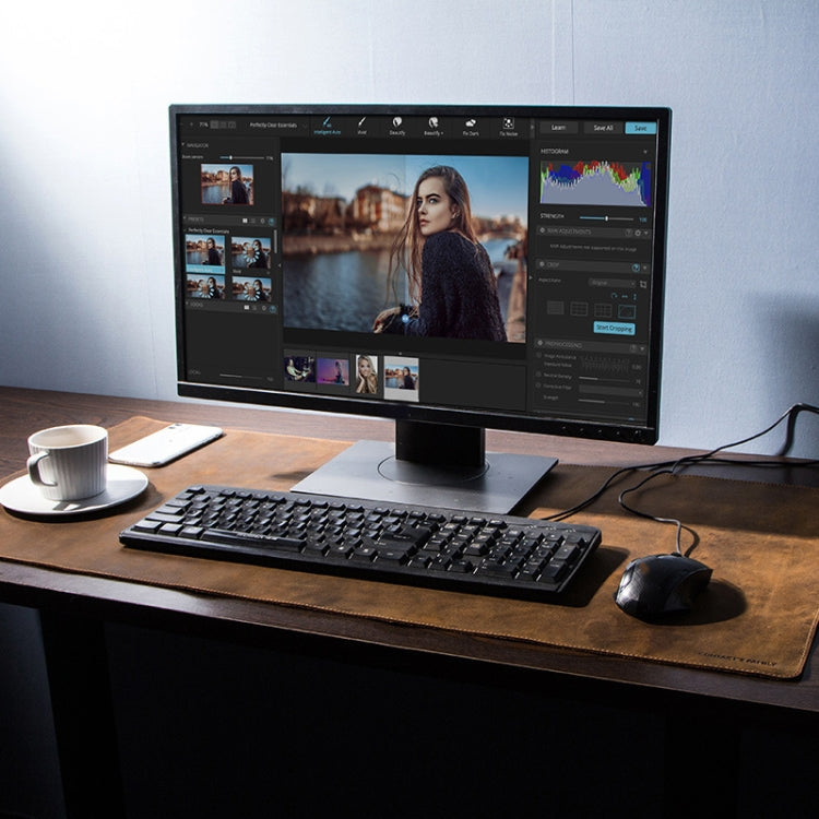 CF9011 Desk Pad Retro Crazy Horse Leather Notebook Computer Mouse Pad Oversized Anti-Slip Desktop Computer Desk Leather Pad