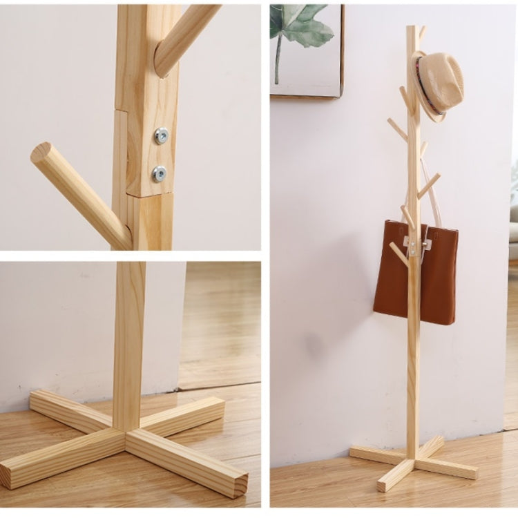 Solid Wood Floor Coat Rack Living Room Bedroom Clothes Organizing Storage Rack
