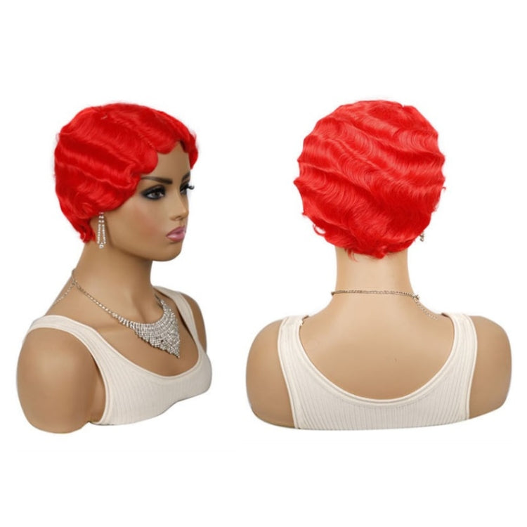 Ladies Short Hair Wig Retro Water Wave Curly Wig