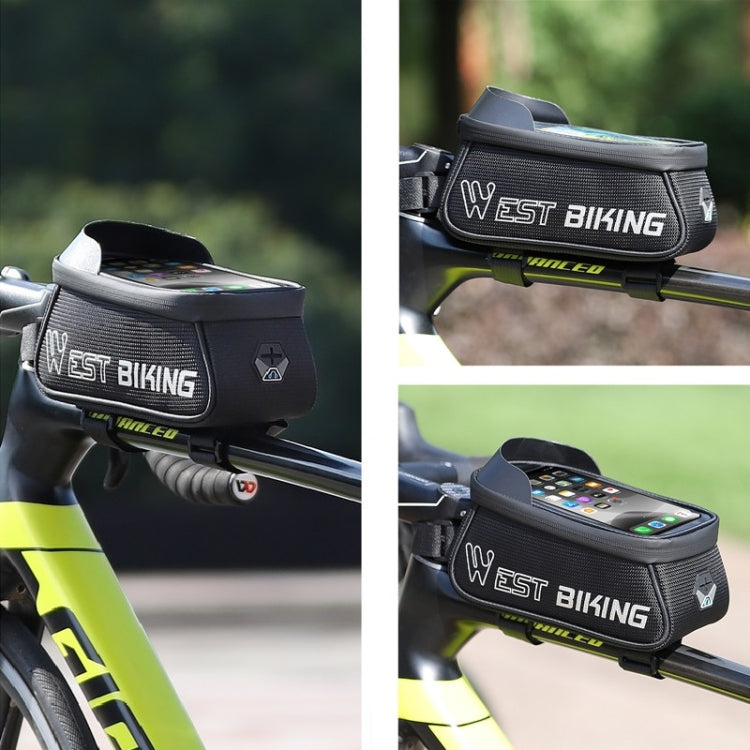 WEST BIKING West 6.9 Inches Rider Bike Reflective Mobile Phone Touch Screen Front Bag Mountain Bike Front Beam Upper Tube Bag