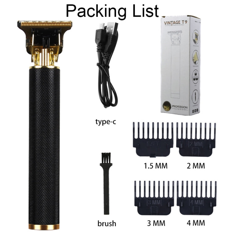 Hollow T-Shaped Steel Head Hair Trimmer USB Charging Carving Electric Hair Clipper, Steel Head (Silver), Steel Head (Gradient), Steel Head (Black), Steel Head (Gold)