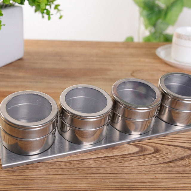 Stainless Steel Magnetic Kitchen Seasoning Cruet Set