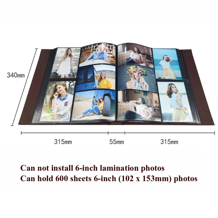 6 Inch 600 Sheets Leather Cover Photo Album Family Photo Album Storage Book