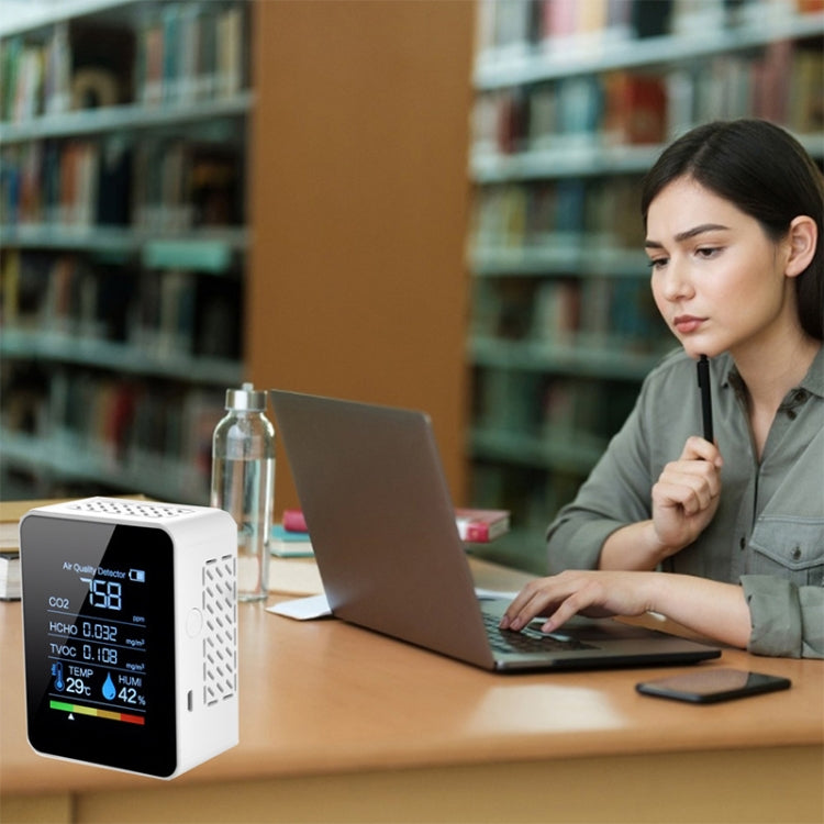 Portable CO2 Air Quality Formaldehyde Carbon Dioxide Detector Indoor Temperature Hygrometer with LED Digital Display