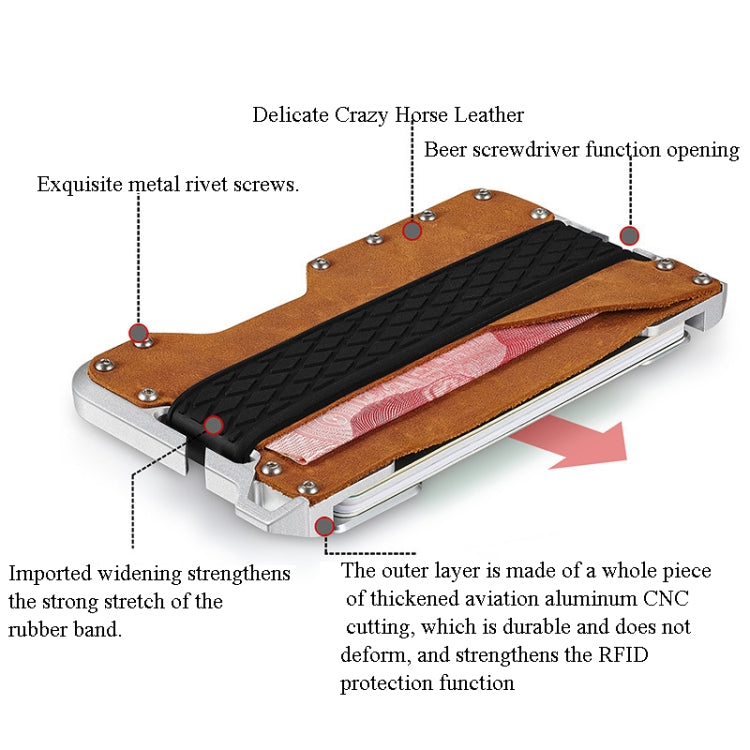 JK02 Metal Card Holder RFID Anti-Theft Leather Wallet EDC Multifunctional Stainless Steel Aluminum Alloy Card Holder