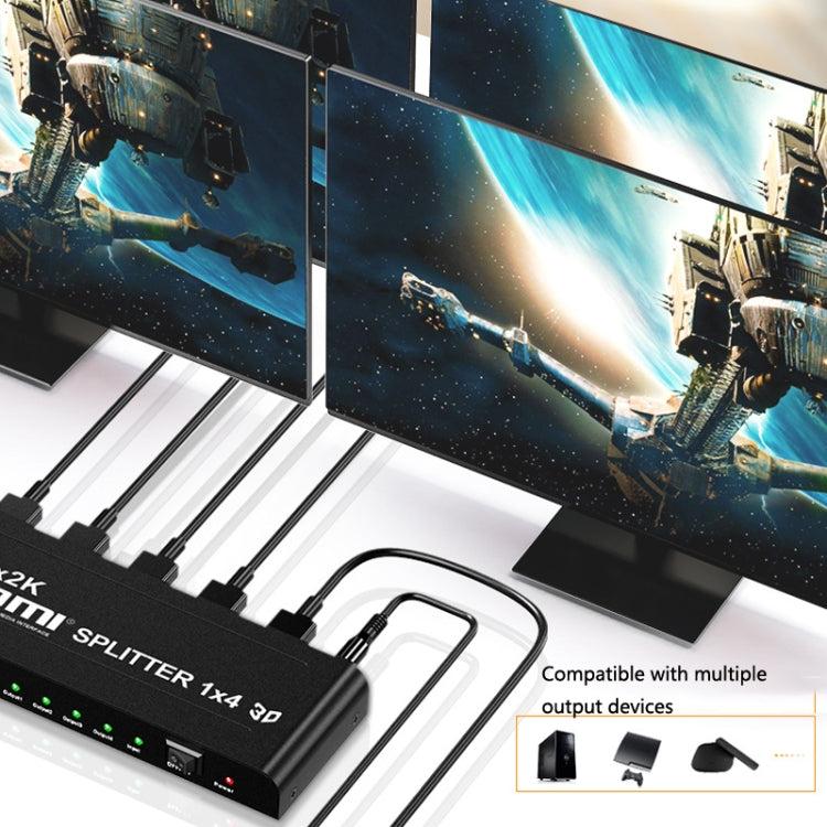 HW-4K104D 1 to 4 4K X 2K Video High-Definition On-Screen HDMI Splitter