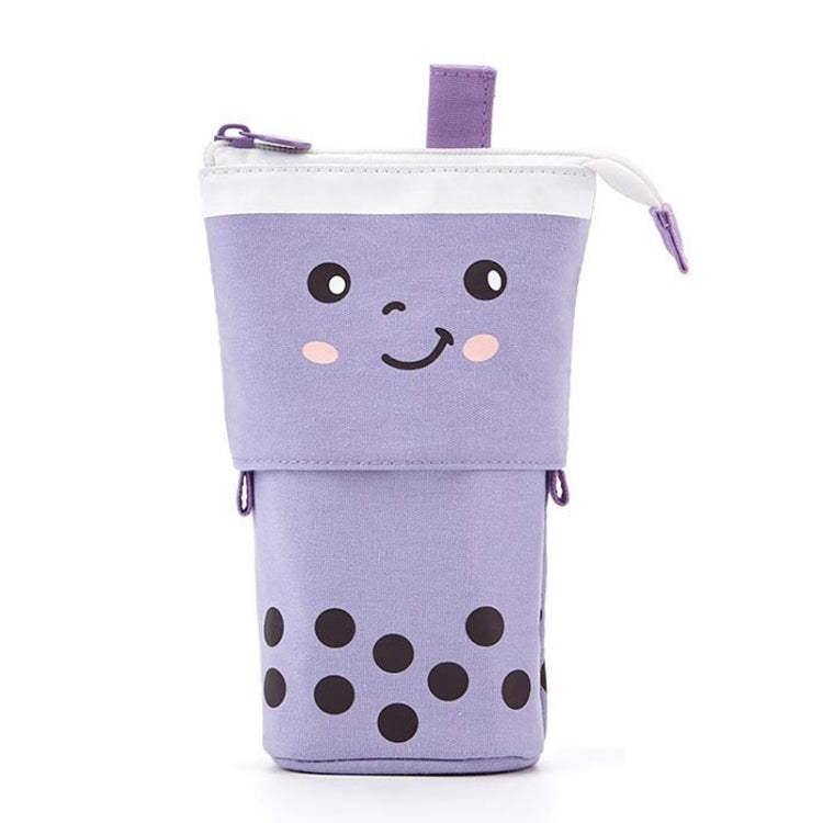 ANGOO Cute Girl Heart Multifunctional Pen Holder Stationery Retractable Storage Bag, Taro Milk Tea, Peach Milk Tea, Blue Silk Velvet Tea, Coffee Milk Tea, Mango Tea, Pink Wave Point, Gray Wave Point, Blue Point, Black Point, Pink (Canvas + PU)