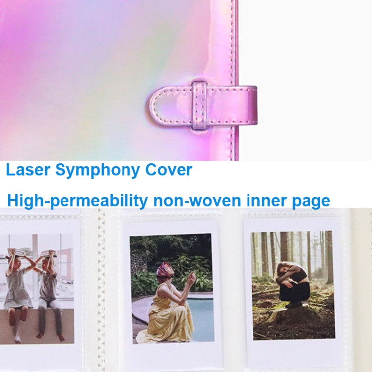 3-Inch 128-Piece PU Photo Album Laser Symphony Mini Digital Photo Storage