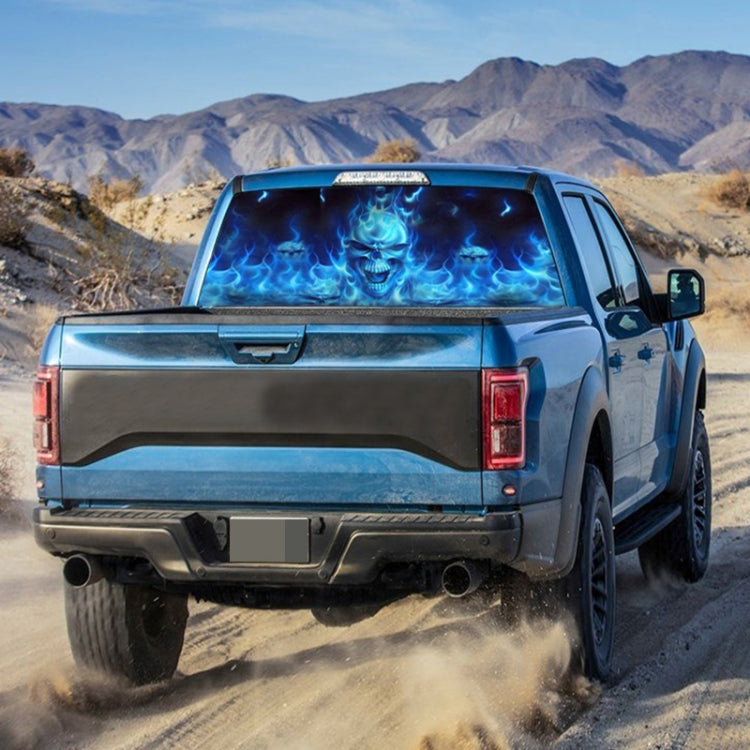 D-738 Burning Skull Car Rear Window Sticker Color Graphic Sticker, 135x36cm