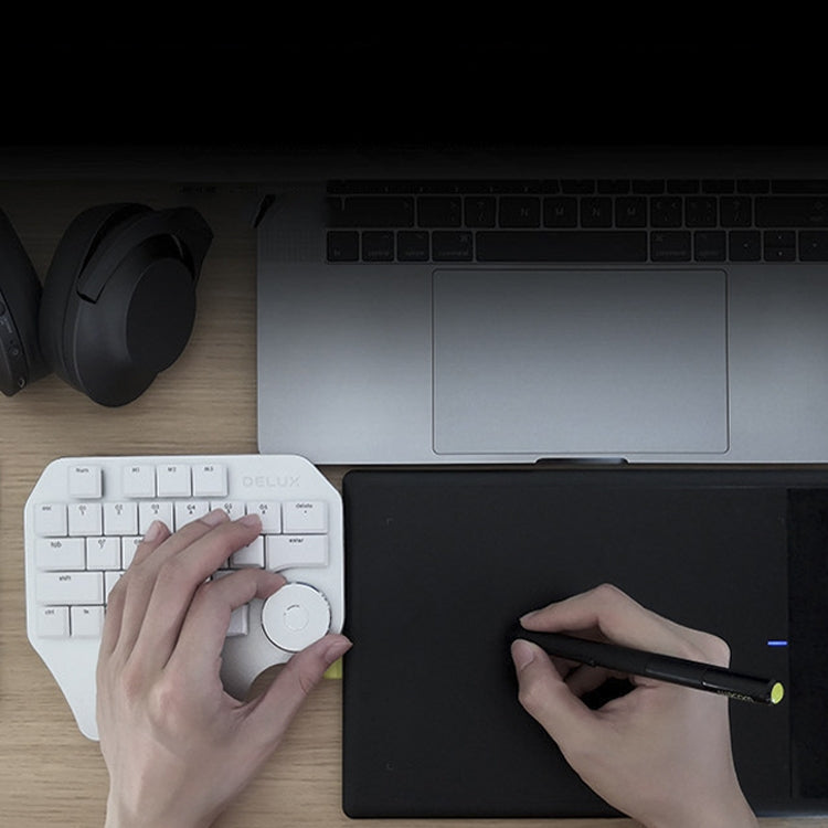 DELUX T11 29 Keys Single-Hand Keyboard Shortcut Key Speech Tool Flat Keyboard, Colour: Silver