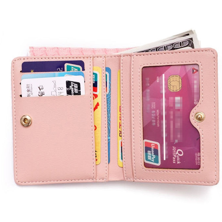 BATSIOE Short Type Ladies Wallet Small Fresh Two-Fold Student Bag Simple Multi-Card Coin Purse