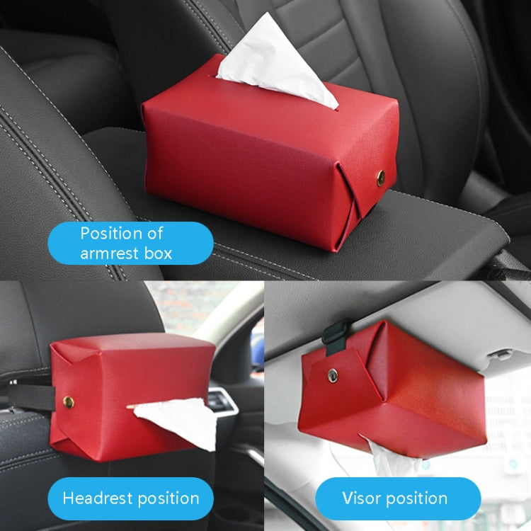 2 PCS Car Leather Tissue Box Home Paper Towel Storage Box