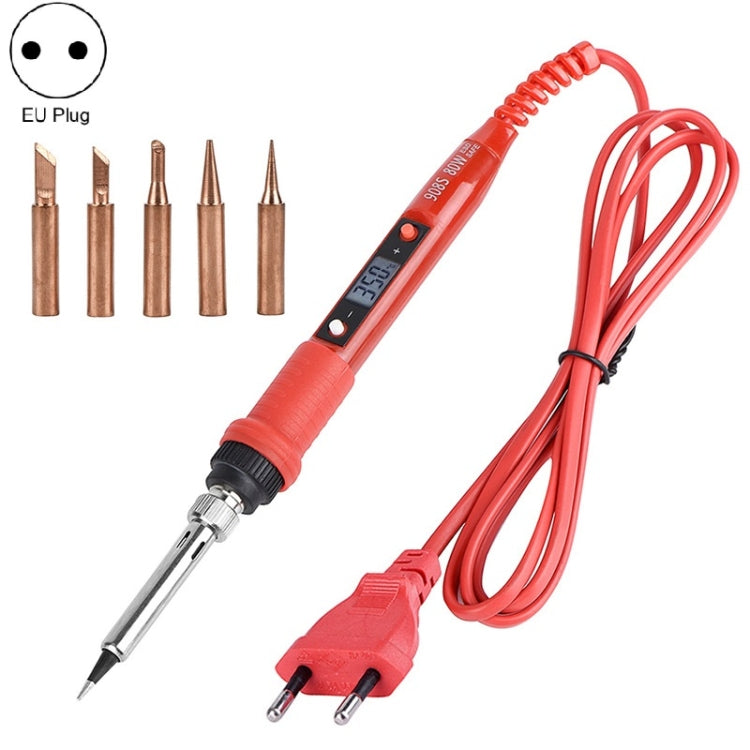 Metallic LCD Temperature Regulating Soldering Iron And Soldering Iron Tip Set Electric Soldering Iron Welding Tool, 220V EU Plug Bronze Head Red, 110V US Plug Bronze Head Red, 220V EU Plug Silver Head Red, 110V US Plug Silver Head Red