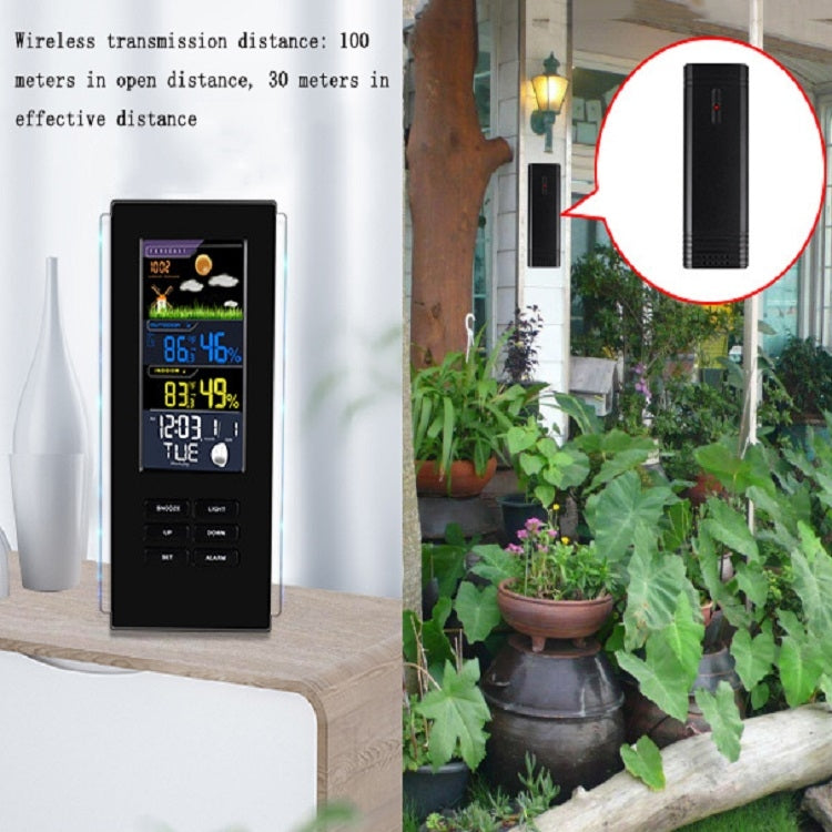 Wireless Colorful Screen Indoor And Outdoor Temperature Humidity Meter Barometer Smart Digital Electronic Clock With Backlight
