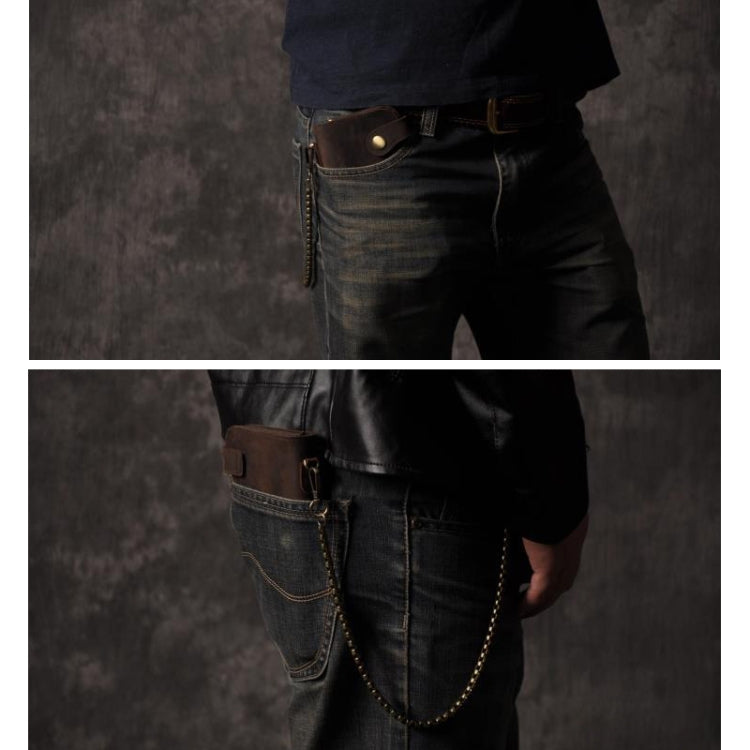 B161 RFID Retro Anti-Degaussing Iron Chain Leather Wallet