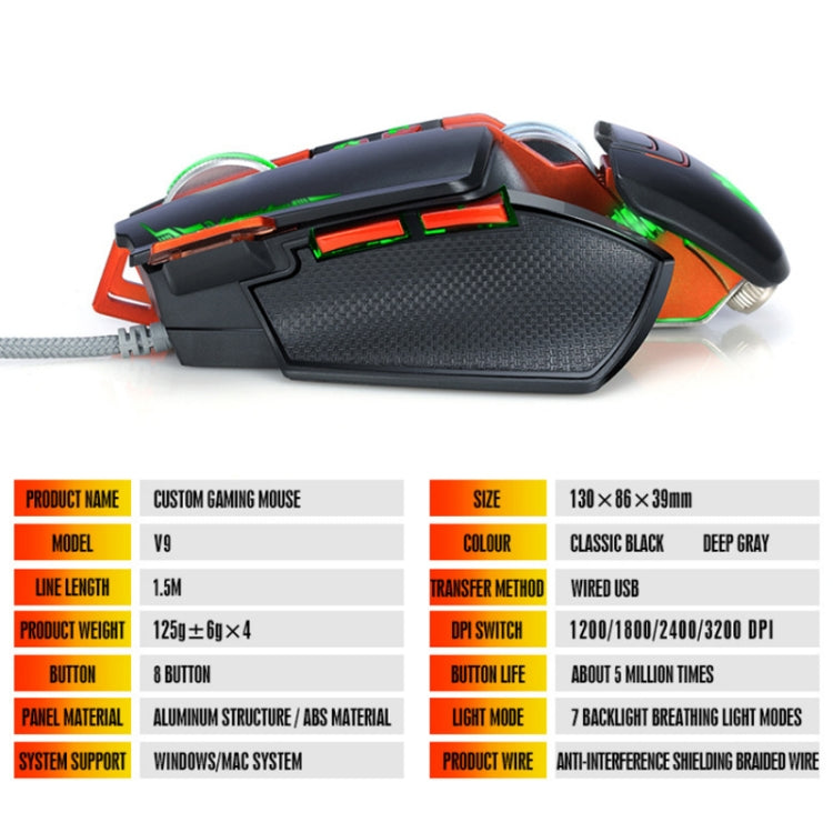 T-WOLF V9 8 Keys 3200 DPI Gaming Macro Definition Mechanical Wired Mouse