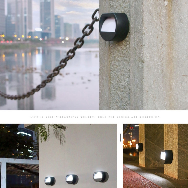 Solar Outdoor Waterproof LED Round Wall Lamp Stair Light