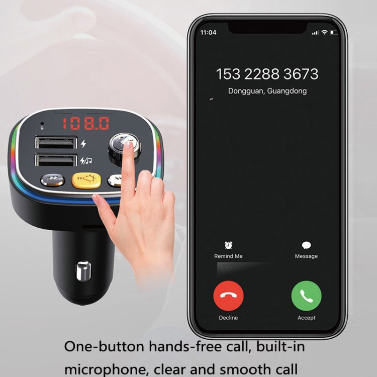 USB Car Bluetooth MP3 Music Player With Colorful Lights