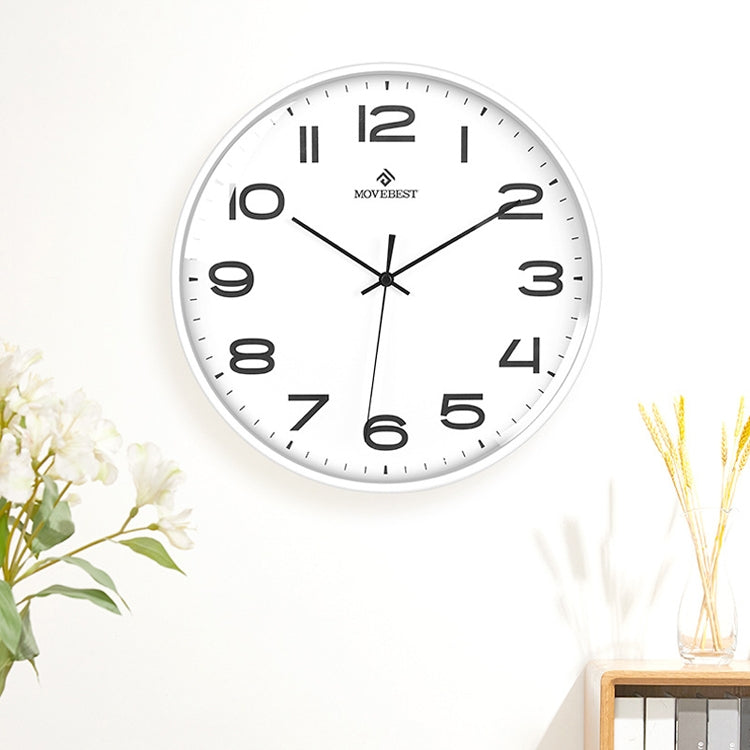 MOVEBEST 12 Inch Living Room Wall Clock Simple Home Plastic Watch, Style: