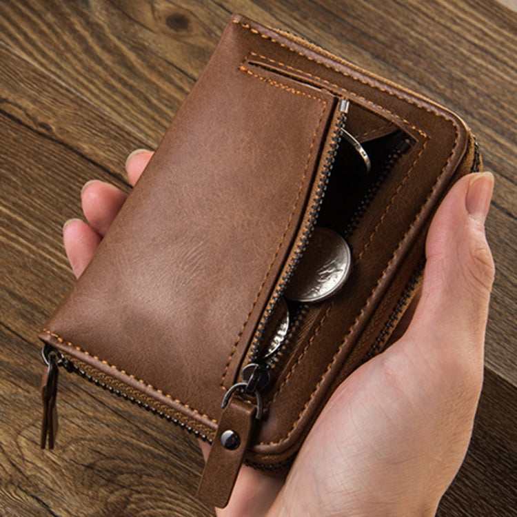 Baellerry D3124 Short PU Leather Wallet Zipper Retro Youth Small Wallet