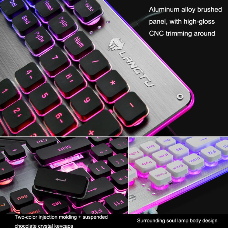 LANGTU L1 104 Keys USB Home Office Film Luminous Wired Keyboard, Cable Length:1.6m, L1 White Light Pink, L1 Orange Light Black, L1 Ice Blue Light Silver White, L1 Ice Blue Light Black