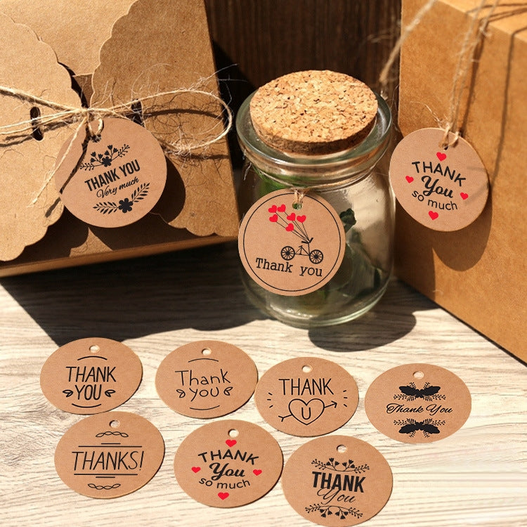100pcs /Pack Kraft Paper Gift Tag With 20m Hemp Rope