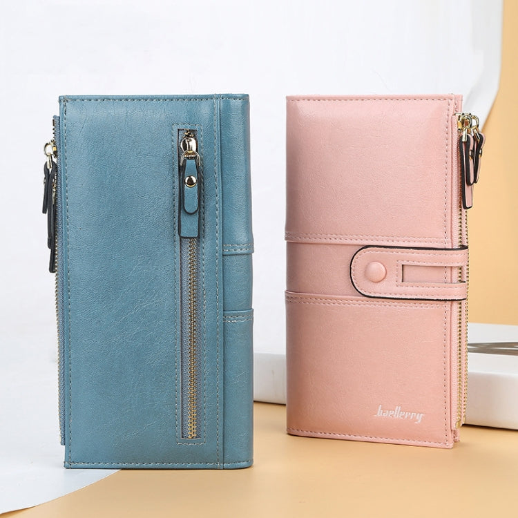 Baellerry Ladies Long Large Capacity Buckle Zip Clutch Multi-Card Wallet