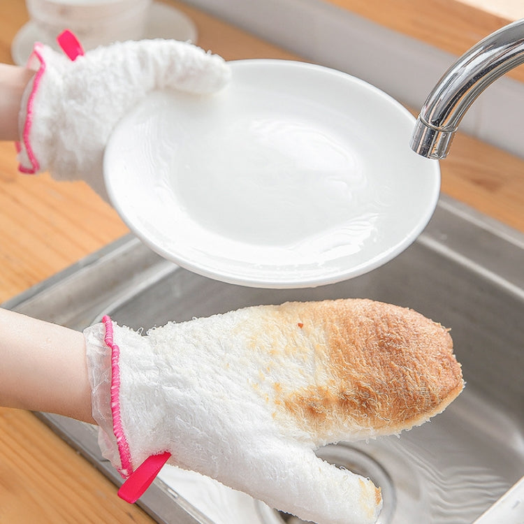 2pcs Kitchen Cleaning Dishwashing Gloves Thickened Bamboo Fiber Gloves