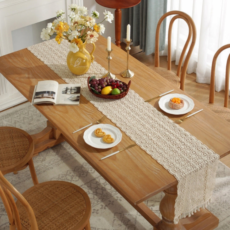Widened And Stitched Rustic Knitted Hollow Tablecloth