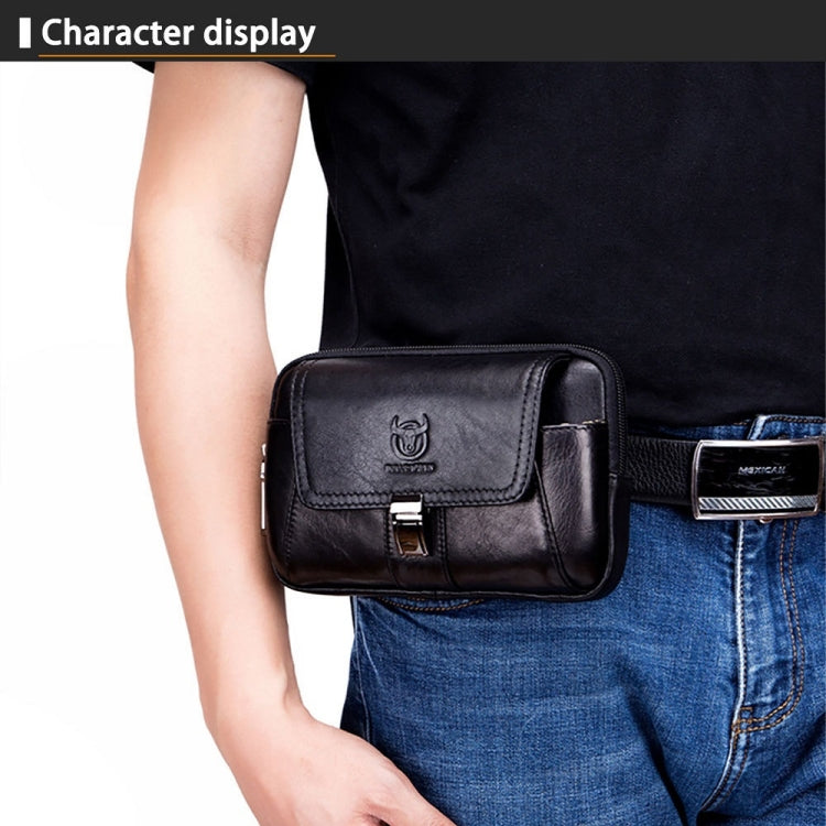 BULL CAPTAIN Multifunctional Leather Mobile Phone Small Waist Bag For Men