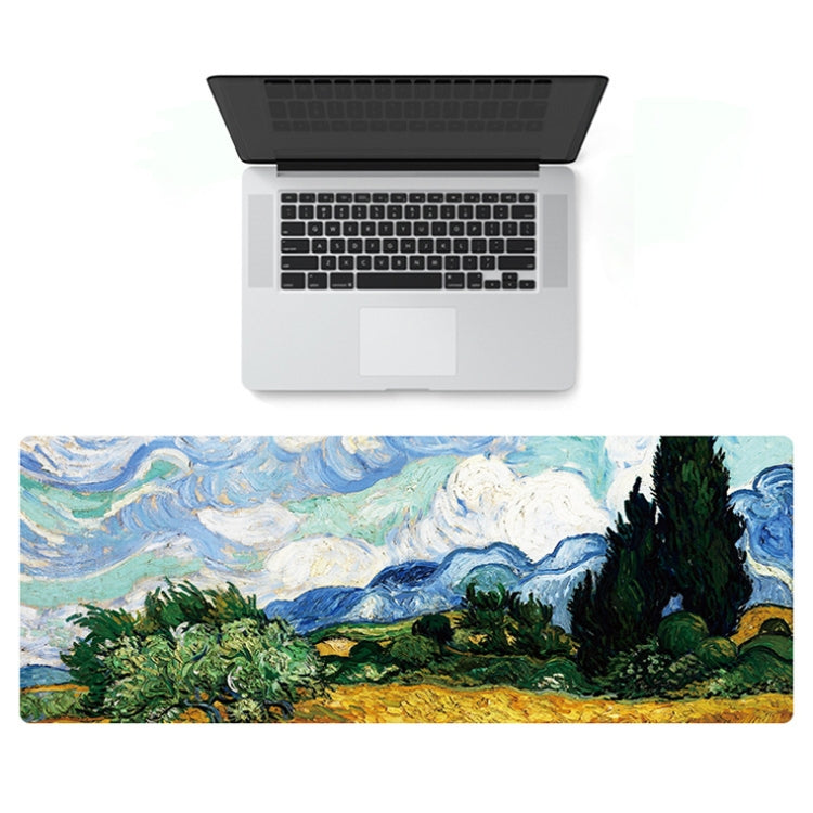 Am002 Large Oil Painting Desk Rubber Mouse Pad, 300x800x4mm Stitched Edges, 400x900x1.5mm No Stitched Edges, 400x900x3mm Stitched Edges, 400x900x2mm Stitched Edges