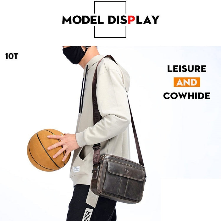 BULL CAPTAIN Double Layer Leather One Shoulder Messenger Bag For Men