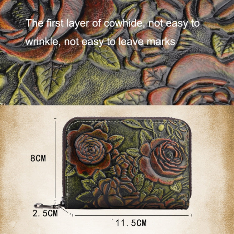 Zip Multi-card Hand-painted Organ Leather Card Holder