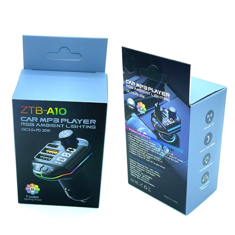 A10 Colorful Atmosphere Light FM Bluetooth Transmitter Car Charger