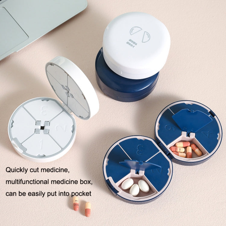 Double-layer Round Eight Grids Portable Medicine Box with Cutter