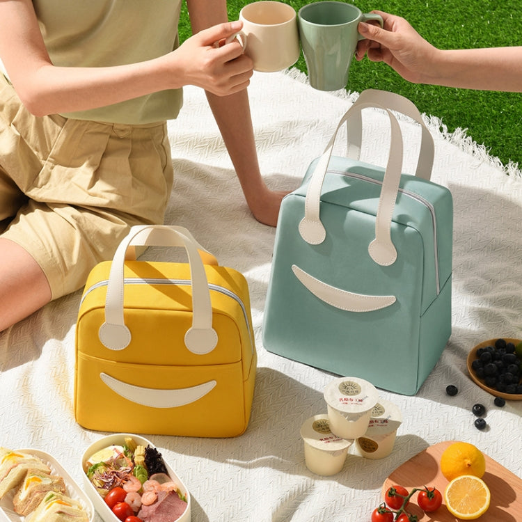 Smile Lunch Bag with Leather Handles, Size: S (Green)