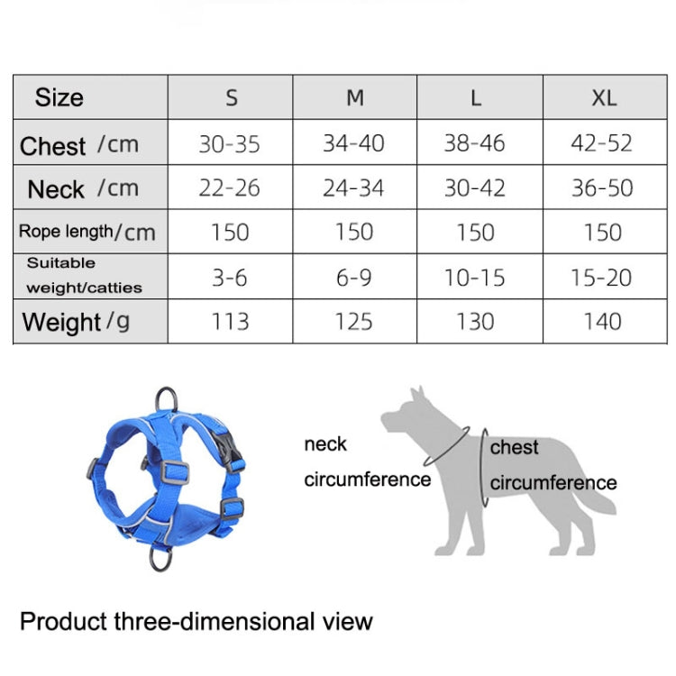 HT-864 Pet Traction Rope Reflective Breathable Dog Chest Strap Vest, Size: