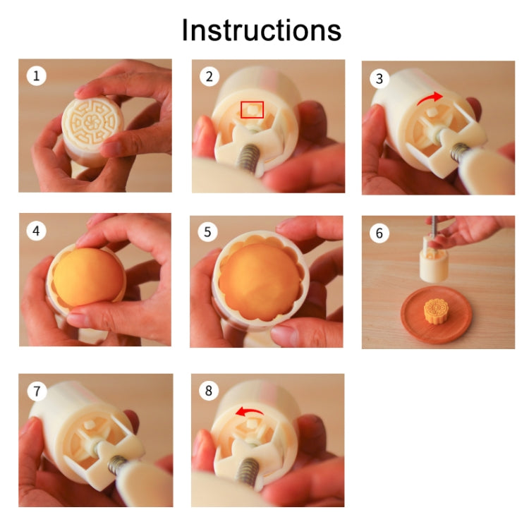 2 PCS Moon Festival Round Hand-Pressed Pastry Mold Baking Tools, Model: