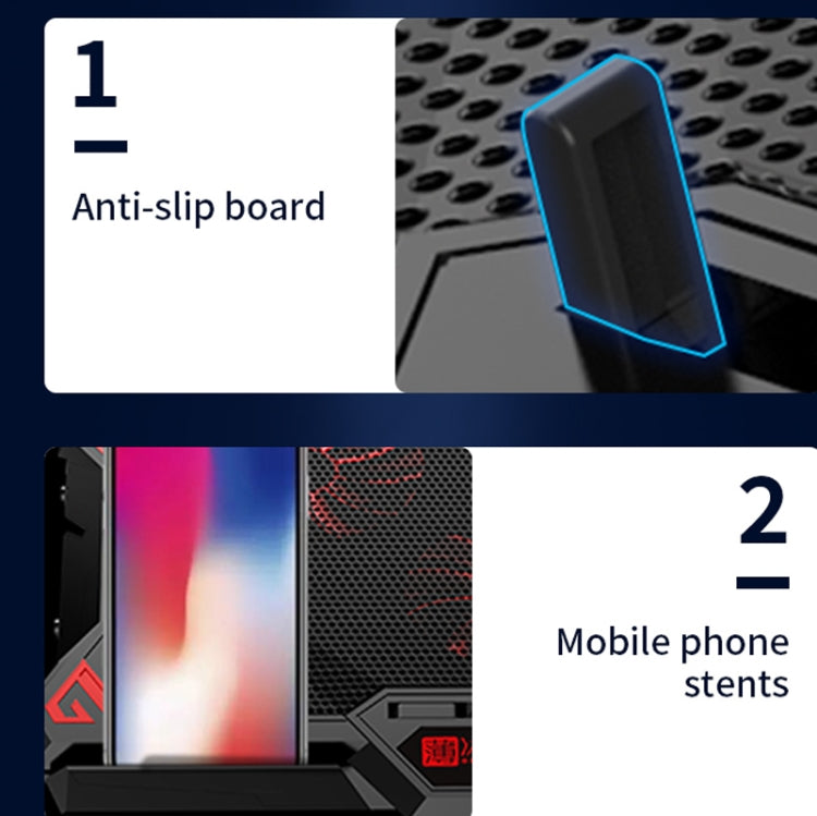 CoolCold 17inch Gaming Laptop Cooler Six Fan Two USB Port 2600RPM Laptop Cooling Pad