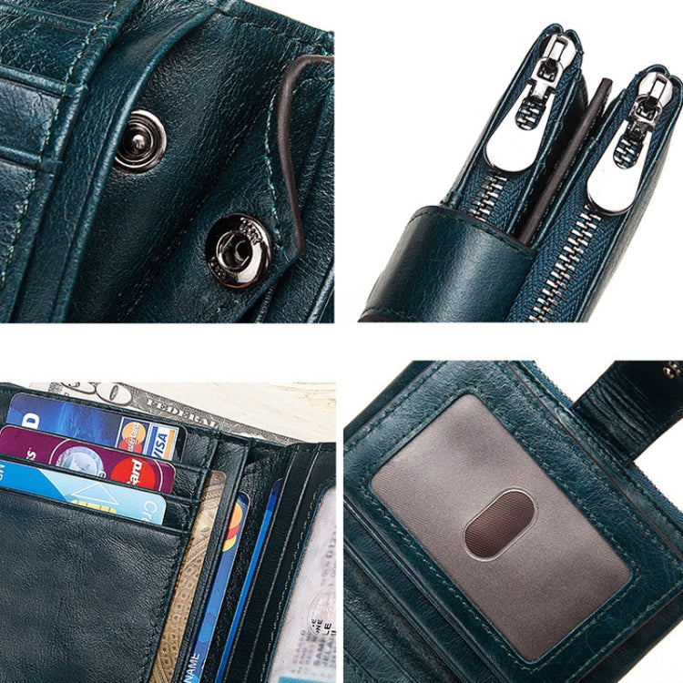 BP804 RFID Anti-Theft Wallet Multi-Function Buckle Zipper Retro Leisure Coin Purse