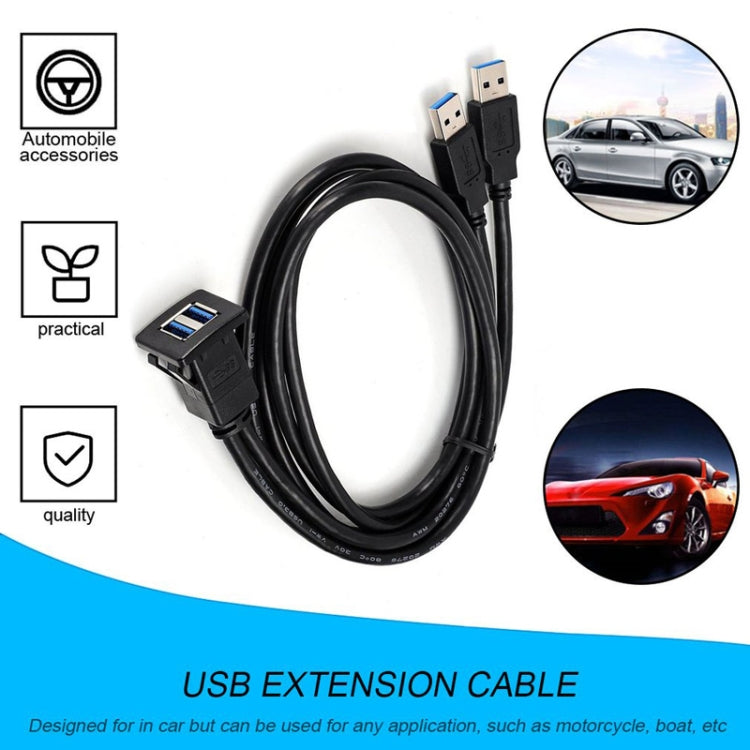 RF-56 Dual-port USB3.0 Waterproof Cable Car Dashboard Audio Extension Line, Cable Length: 1m