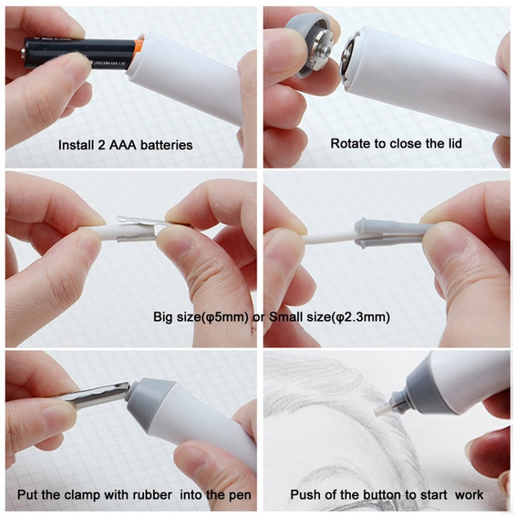 Tenwin 8302 Adjustable Electric Eraser With Rubber Refills For Sketch Drawing Erasing