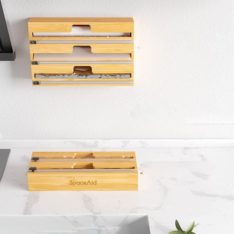 Aluminum Foil Wrap Dispenser Wood Storage Box for Kitchen Drawer,Style: