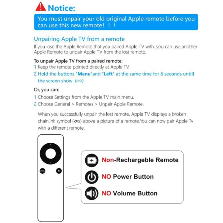 MC377LL/A TV Remote Control Suitable For Apple TV 1/2/3
