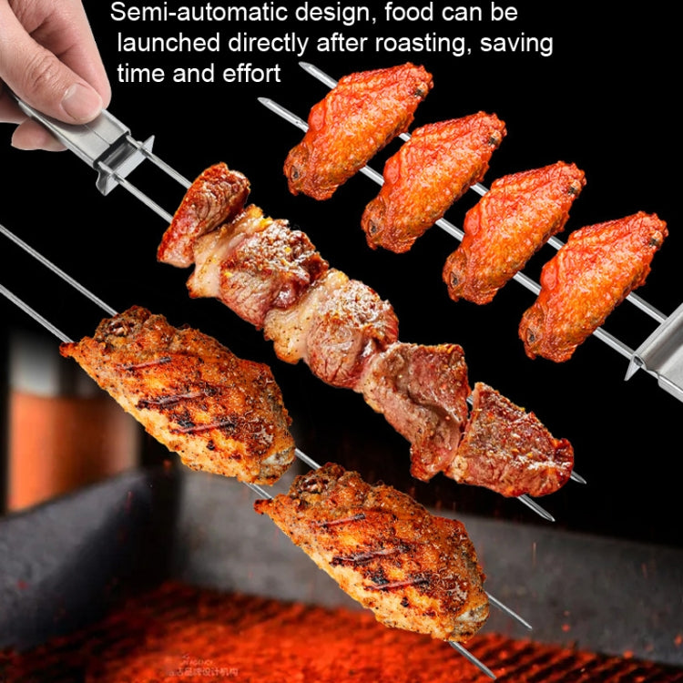 2 PCS Stainless Steel Semi-Automatic Double Head BBQ Fork Outdoor BBQ Tool