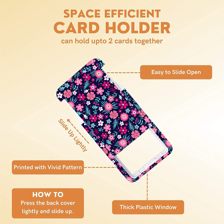 Floral Adjustable Retractable Card Holder Name Badge Work Bank Credit Card Sleeve