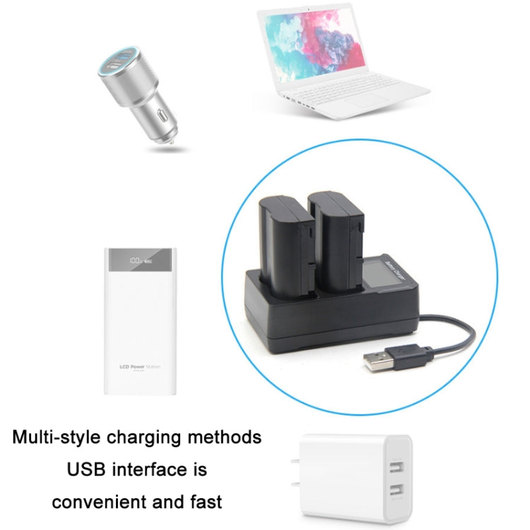 USB LCD Dual Charge SLR Camera Battery Charger