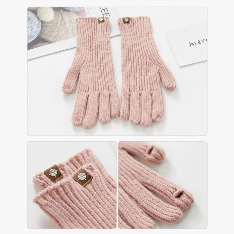 227-A0124 Wool Knit Striped Warm Touchscreen Gloves Winter Warm Cycling Gloves
